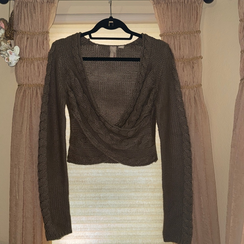 BKE Cropped Wrap Sweater